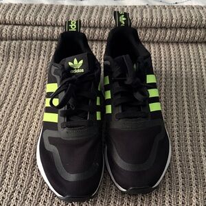 Adidas Black with Bright Green Stripes Sneakers